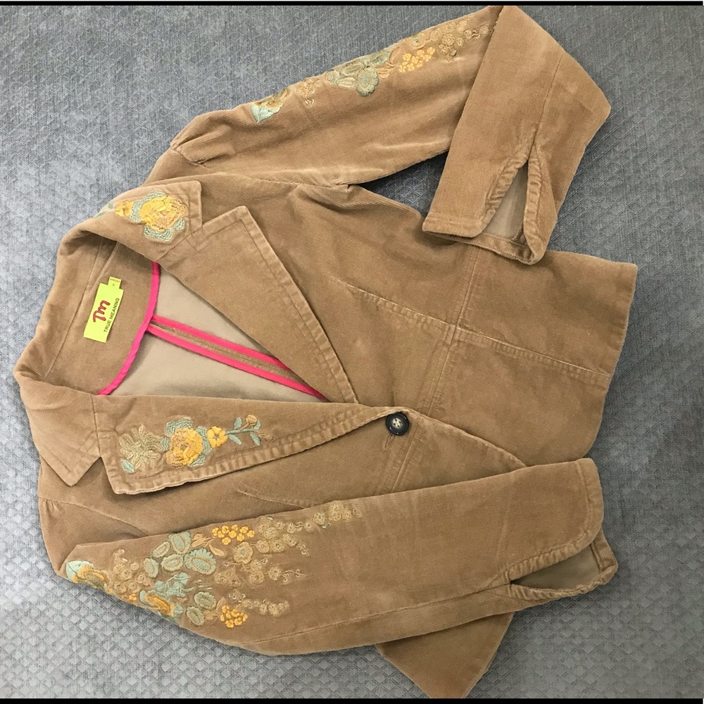True Meaning fitted embroidered corduroy blazer - Picture 2 of 8